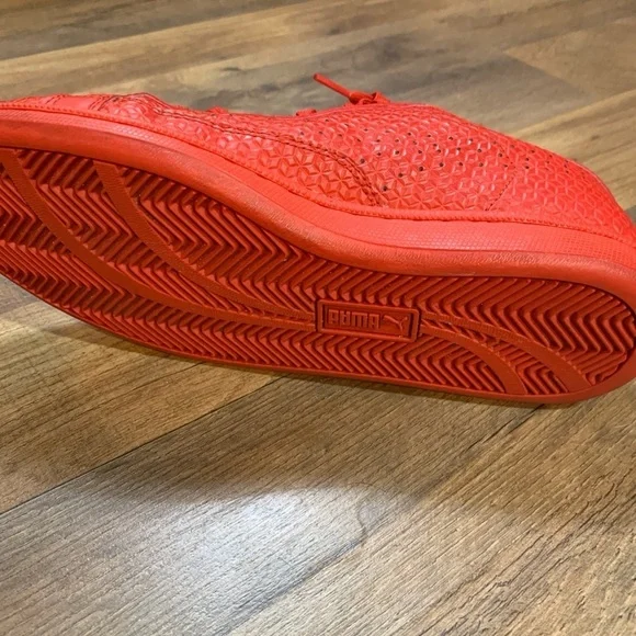 Y2K Era Red Leather Look Streetwear Casual Gym Sneakers 8 Men’s/10 Women's Shoes - Picture 6 of 7